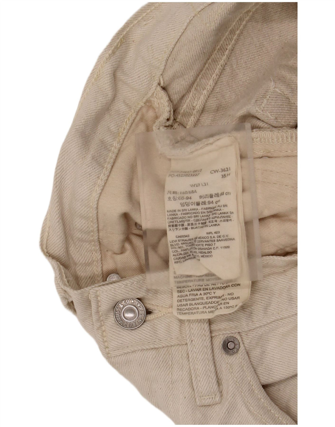 Blugi largi pentru femei Levi's cu talie mare W27 L31 bumbac bej