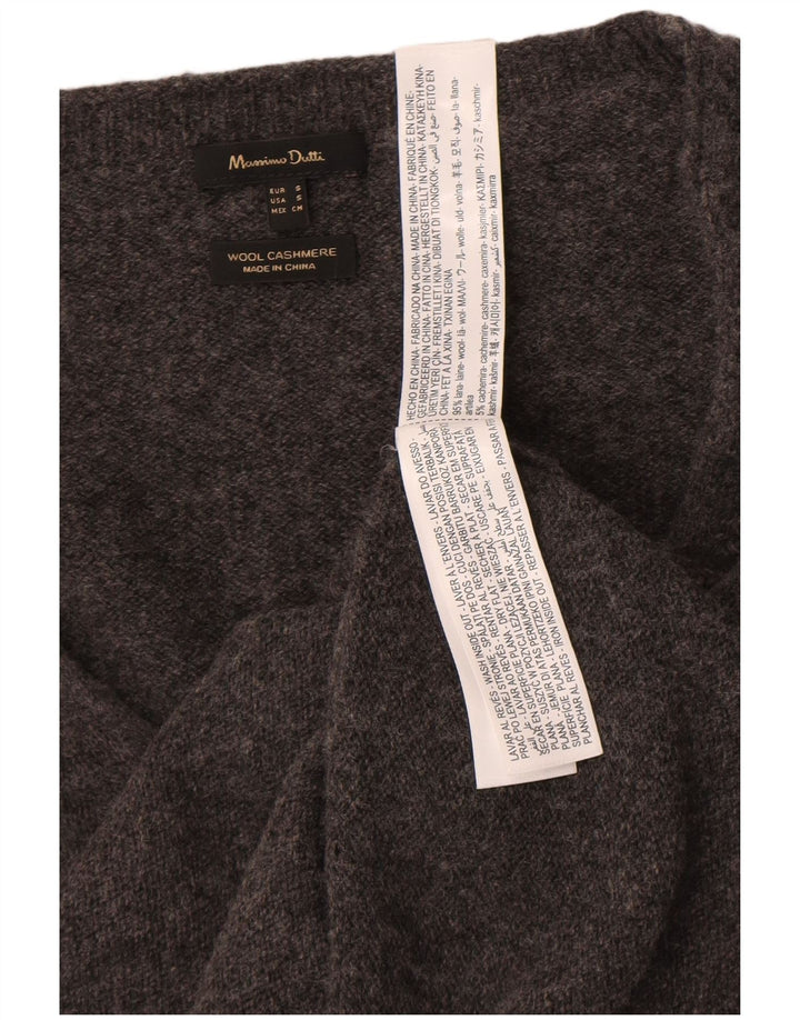 Pulover cu decolteu în V Massimo Dutti pentru femei UK 10 Lână gri mică
