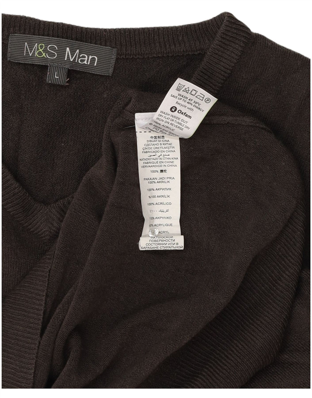 Pulover pentru bărbați Marks & Spencer, cu decolteu în V, mare, gri acrilic