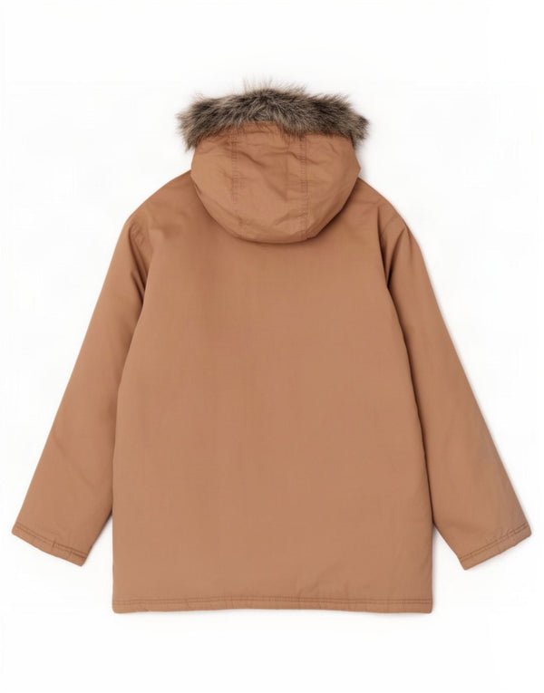 Jachetă parka căptușită cu glugă Reebok pentru femei UK 16, mare, bej, bumbac