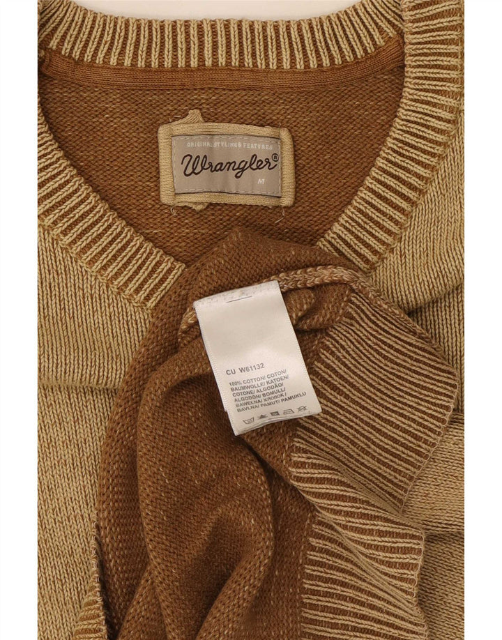 Pulover pentru bărbați Wrangler cu decolteu în V, bumbac maro mediu