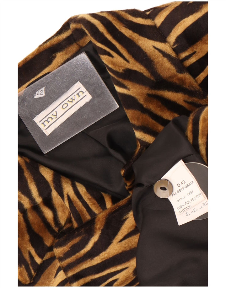 My Own Womens Blazer Jacket cu 4 nasturi EU 42 Maro Maro Animal Print