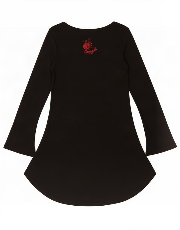 Desigual Womens Graphic Long Sleeve A-Line Dress UK 14 Large Black Floral