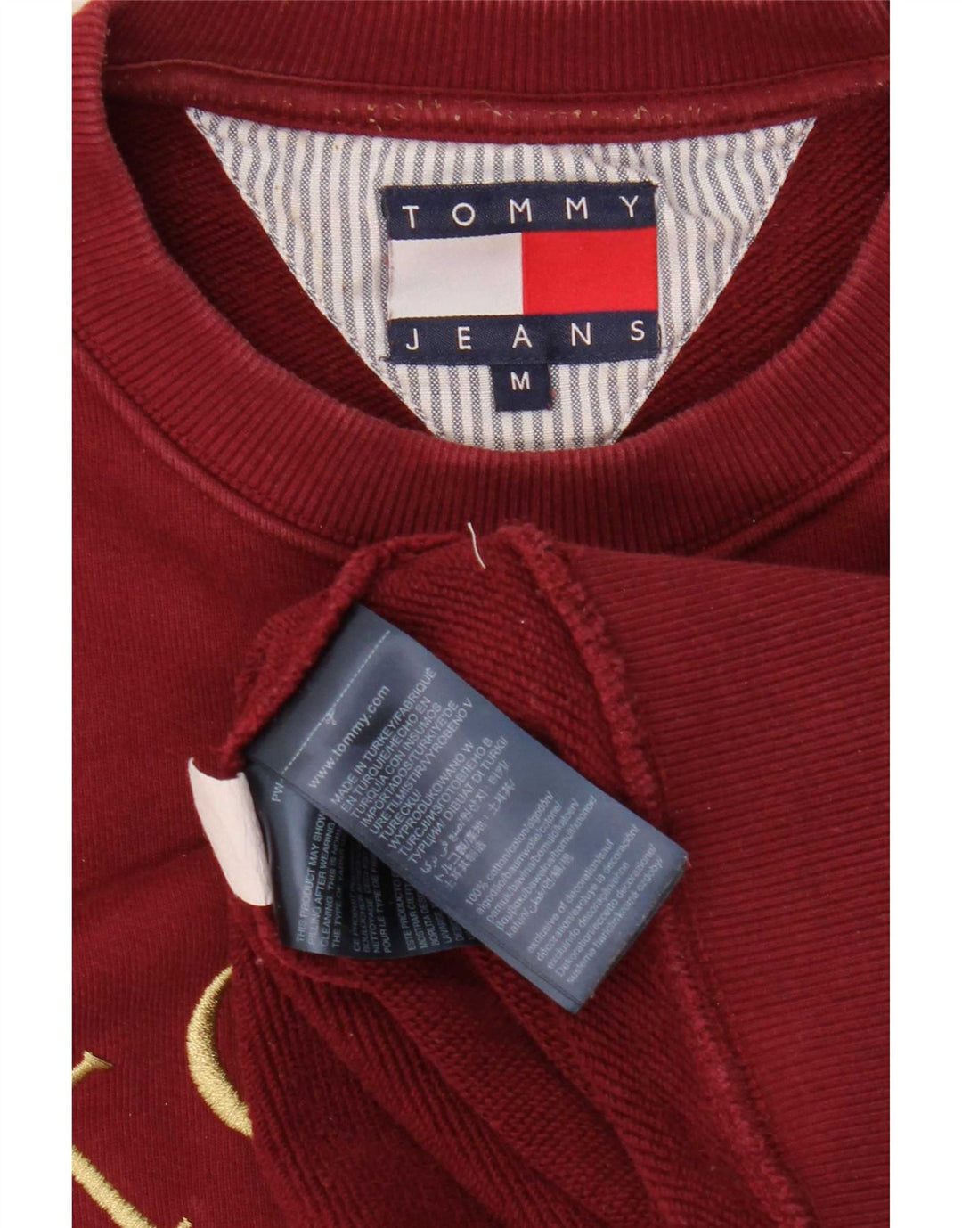 Hanorac grafic pentru bărbați Tommy Hilfiger Pulover mediu din bumbac burgundă