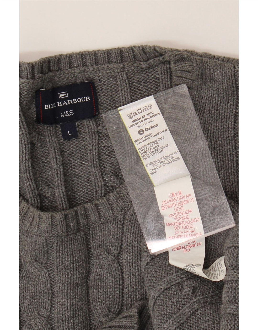 Marks & Spencer Pulover pentru bărbați, Blue Harbour, cu gât crew, mare, gri