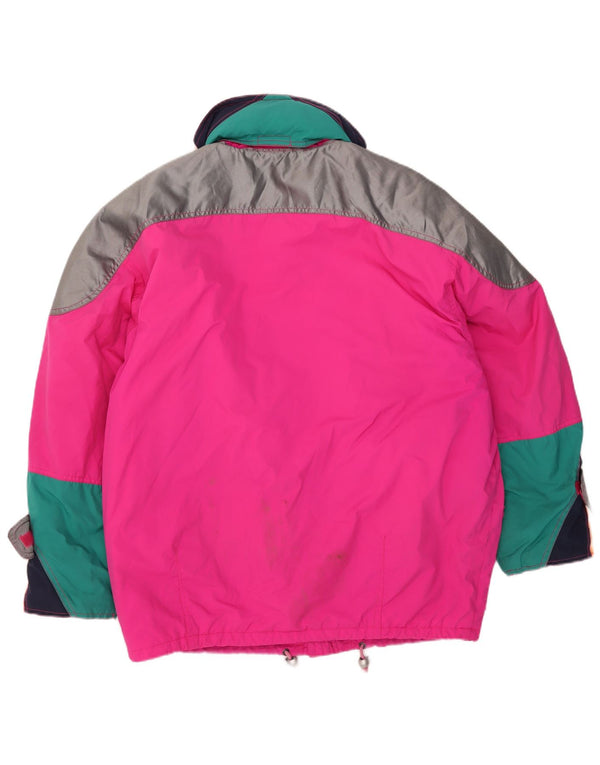 ELLESSE Mens Hooded Ski Jacket UK 44 2XL Pink Colourblock