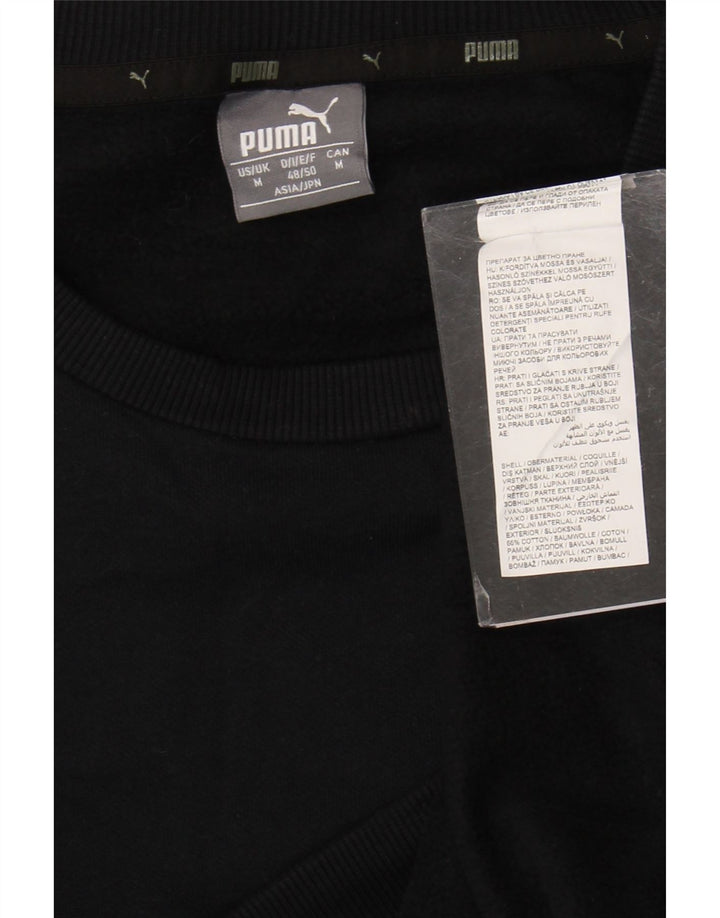 Pulover Puma pentru bărbați, bumbac mediu negru