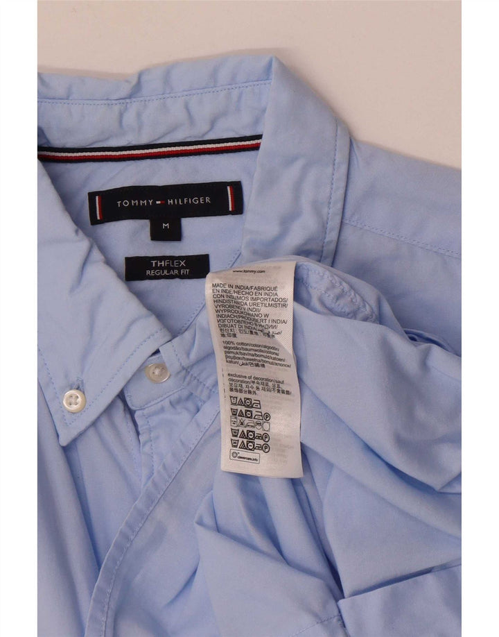 Cămașă pentru bărbați Tommy Hilfiger, cu mânecă scurtă, de culoare normală, din bumbac albastru mediu