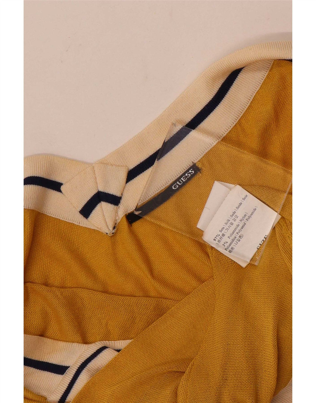Top cu halter grafic pentru femei Guess UK 12 Medium Yellow Colorblock Silk