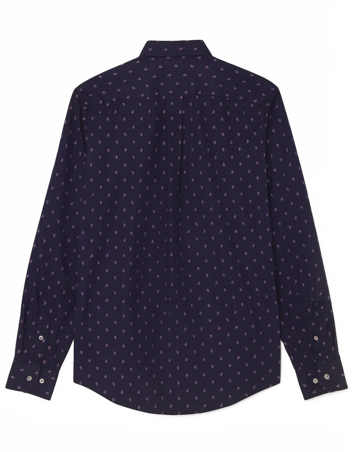 Cămașă pentru bărbați Tommy Hilfiger, bumbac Paisley, albastru bleumarin mediu