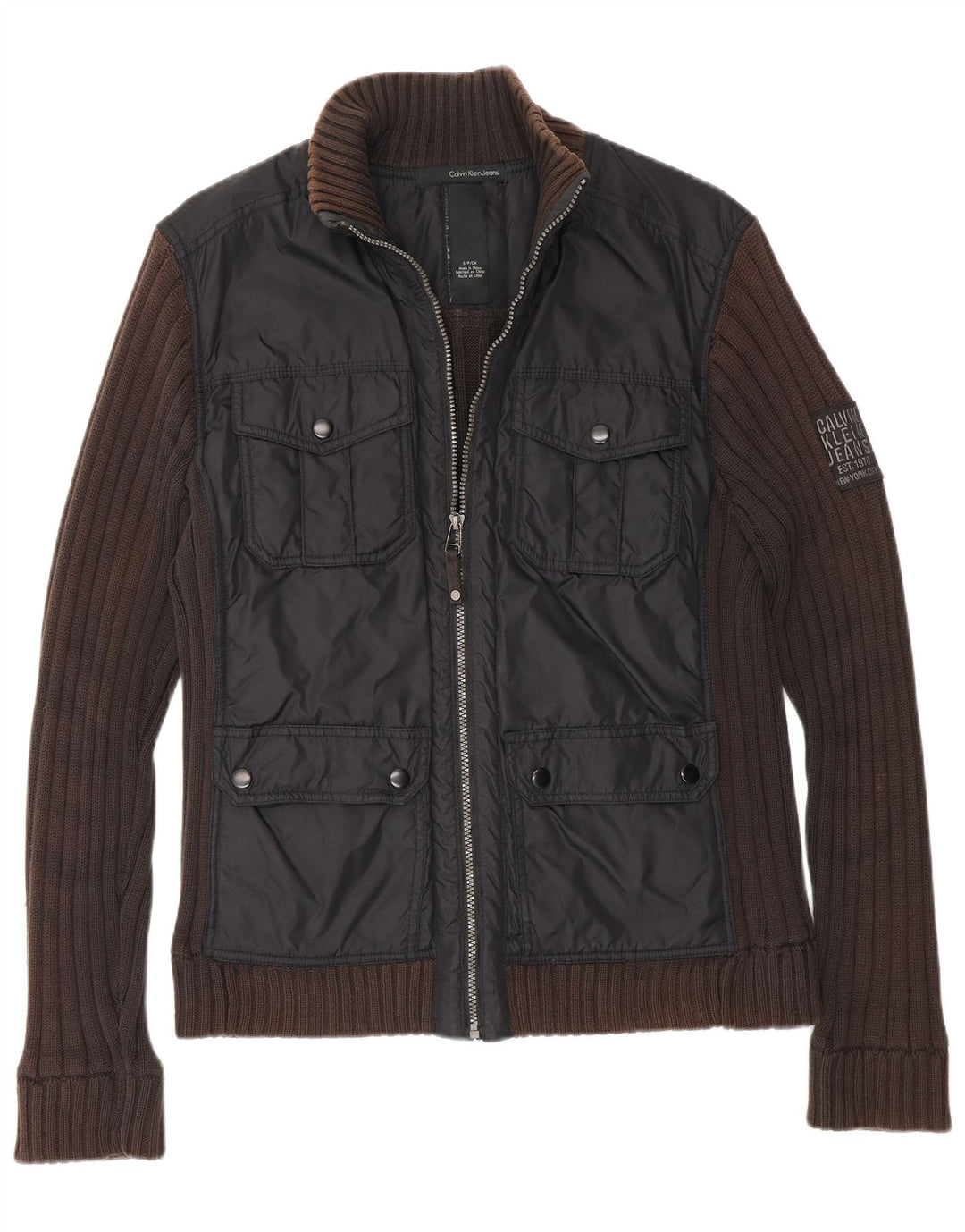 Jachetă pentru bărbați Calvin Klein Jeans UK 36 Mic, maro, nailon color bloc
