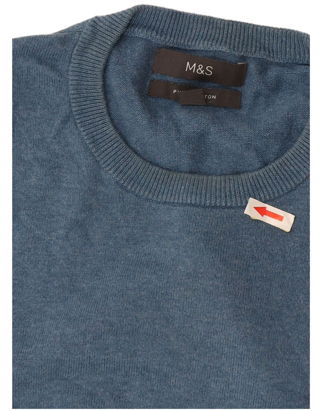 Pulover pentru bărbați Marks & Spencer, cu gât crew, bumbac albastru mediu