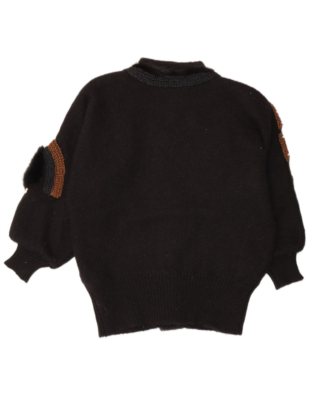 VINTAGE Pulover cardigan cu model abstract pentru femei EU 42/44 mare negru