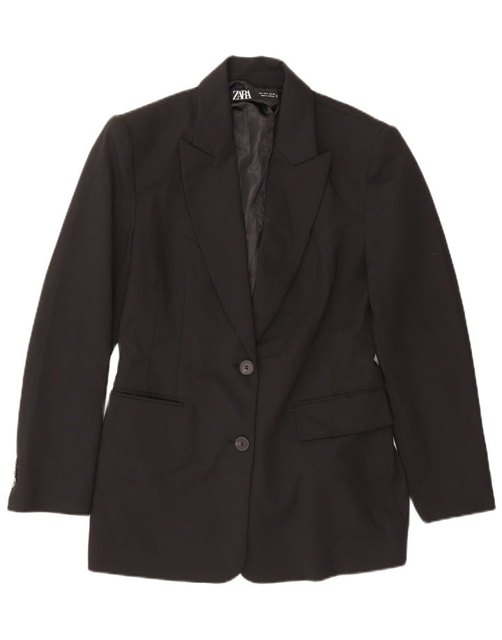 Sacou blazer pentru femei Zara, cu 2 nasturi, UK 14, mare, negru, poliester