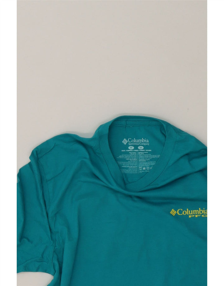 Tricou grafic COLUMBIA pentru bărbați Top din bumbac turcoaz mediu