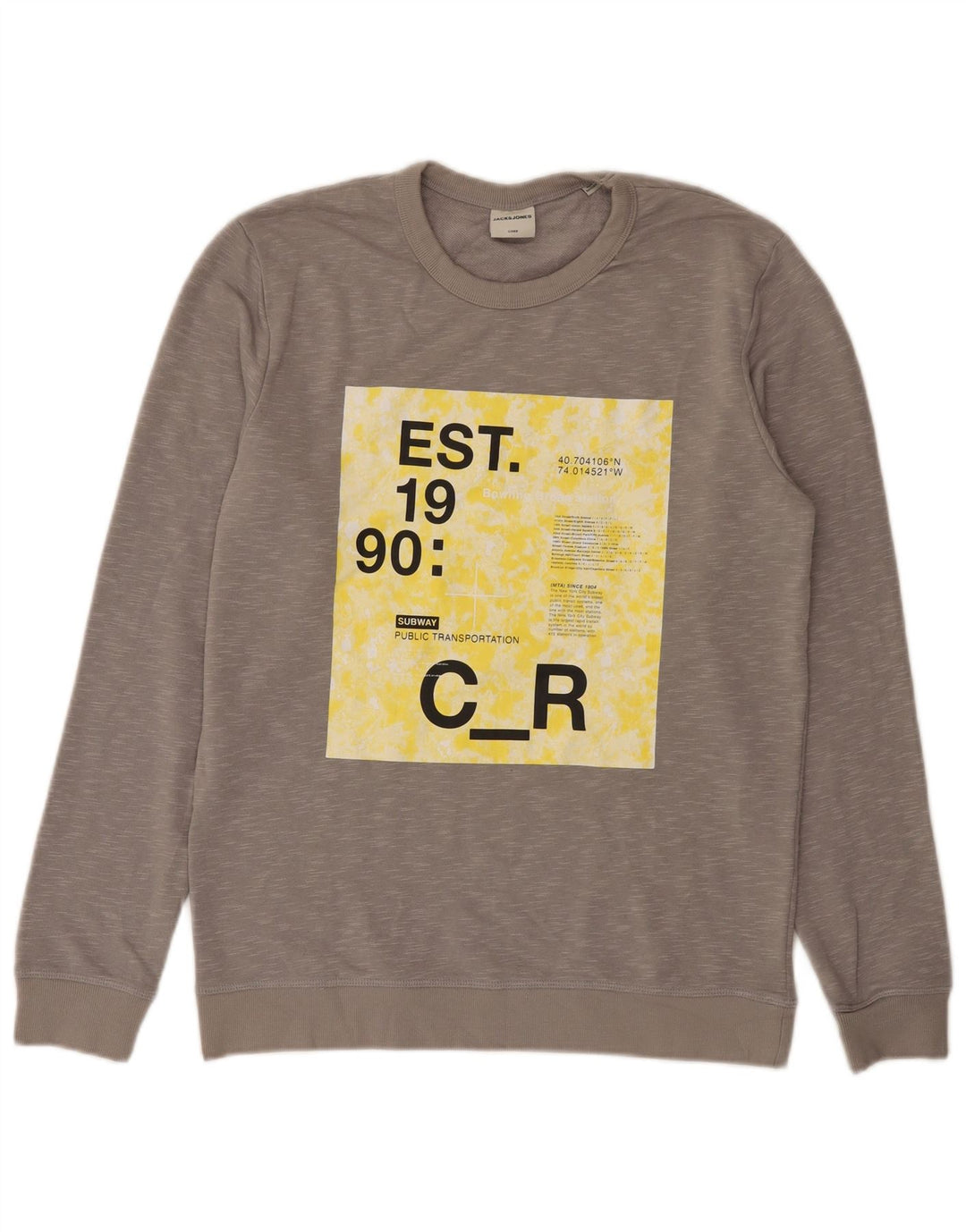 Pulover cu grafică Jack & Jones pentru bărbați, gri mediu cu pete