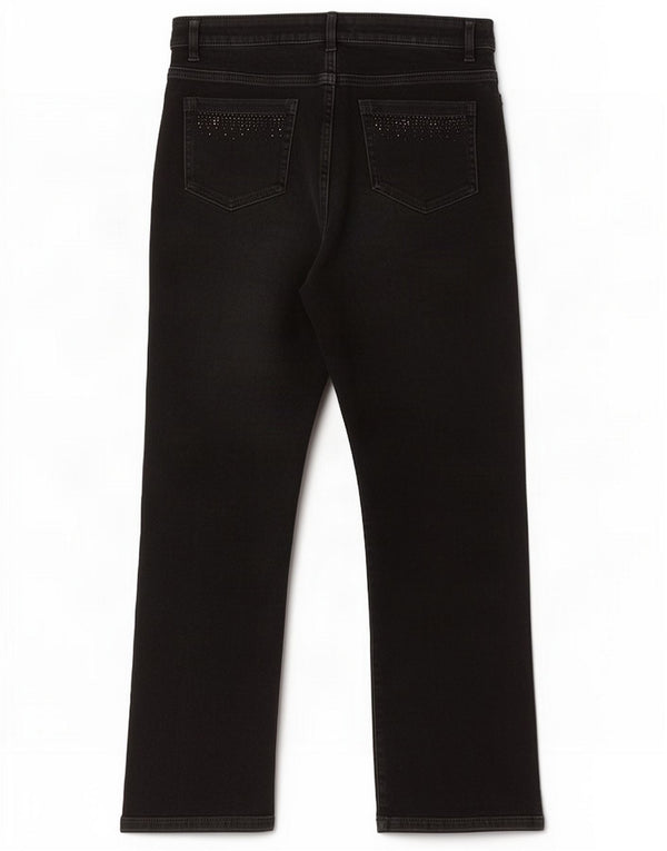 Marks & Spencer Blugi drepti pentru femei UK 12 Medium W30 L26 Bumbac negru