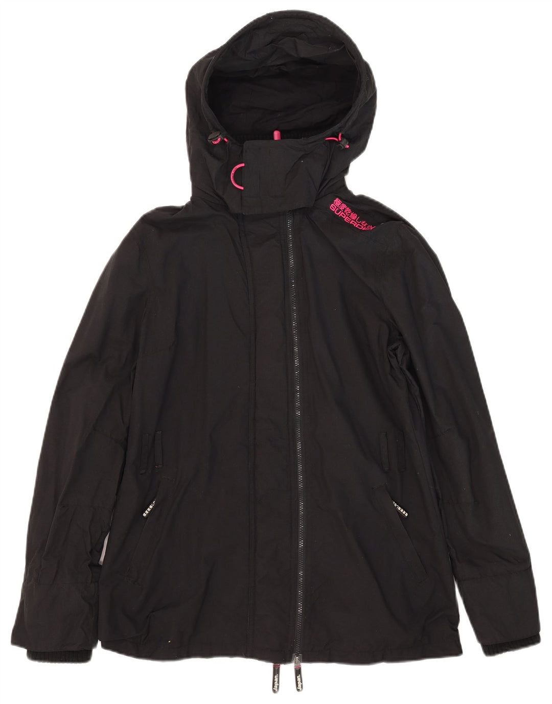 Superdry Windmac Windbreaker Windbreaker pentru femei UK 16 mare, negru, nailon