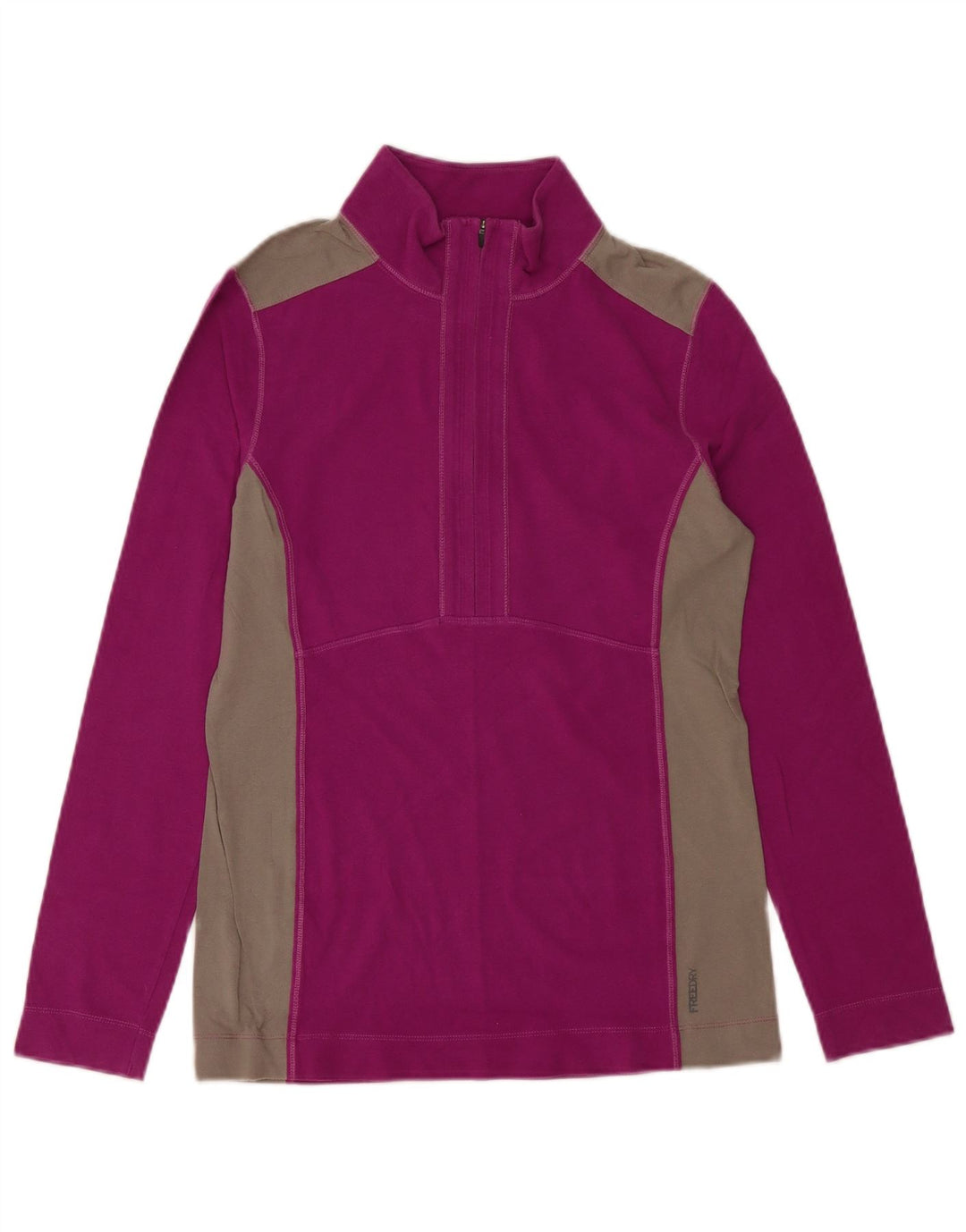 Eddie Bauer Top cu fermoar pentru femei cu mânecă lungă UK 12 Mov mediu Colorblock