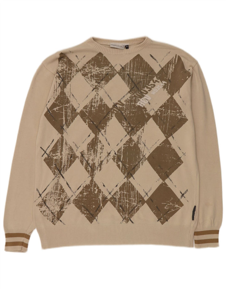 Angelo Litrico Pulover pentru bărbați cu decolteu rotund 2XL Bej Argyle/Diamond