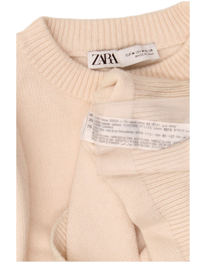 Pulover pentru femei Zara Crop Crew Gate UK 12 Medium Off White Viscose