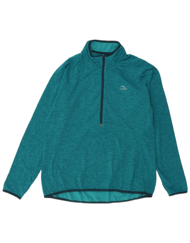 L.L.Bean pentru femei, cu fermoar și gât, pulover, trening Top UK 16 Poliester verde mare