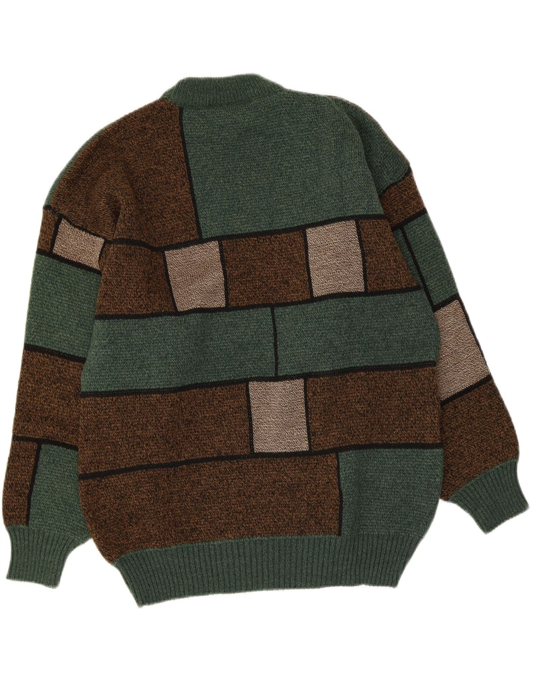 Pulover Vintage de Bărbați cu Guler Înalt, Mărime Medie, Bloc de Culoare Verde