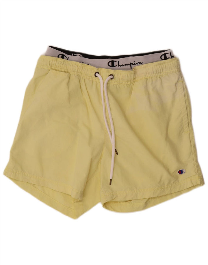 Pantaloni scurți de înot cu grafică Champion pentru bărbați, mari din poliamidă galbenă