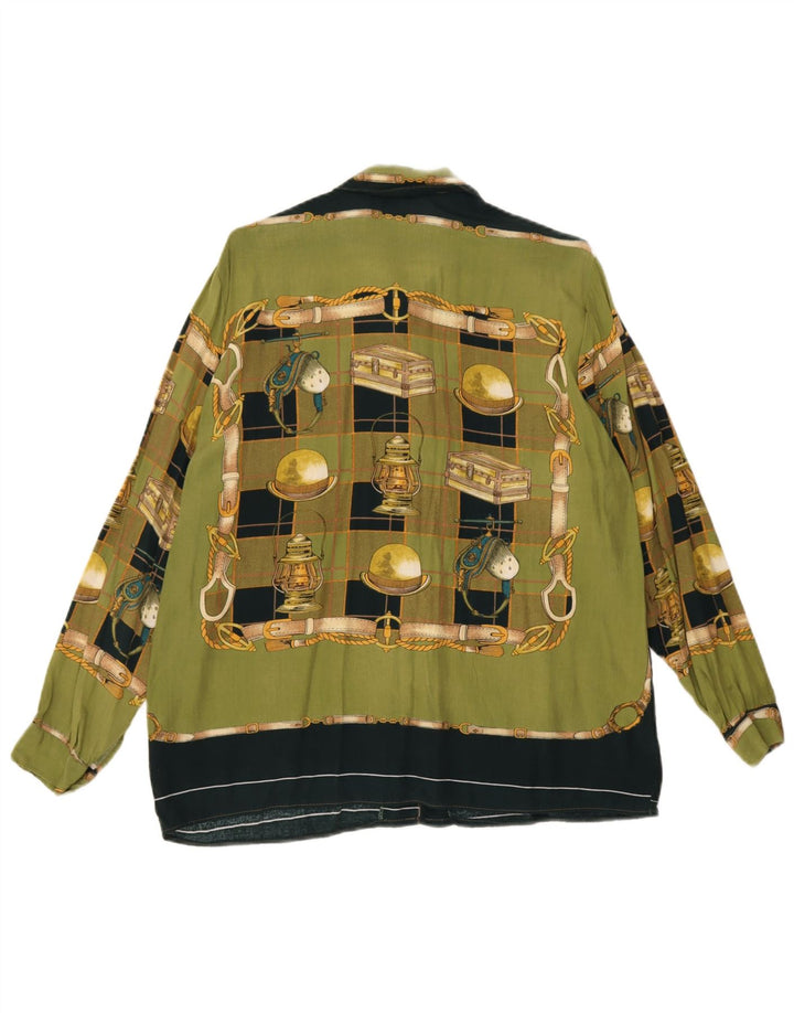 Cămașă vintage cu model abstract pentru femei UK 18 XL verde