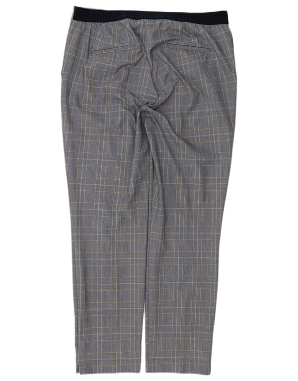 Pantaloni chino drepti pentru femei Zara XL W32 L28 Blue Check Viscose