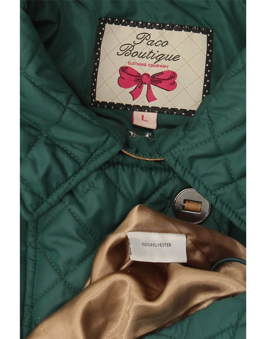 Palton matlasat pentru femei Paco Boutique UK 16 Poliester verde mare