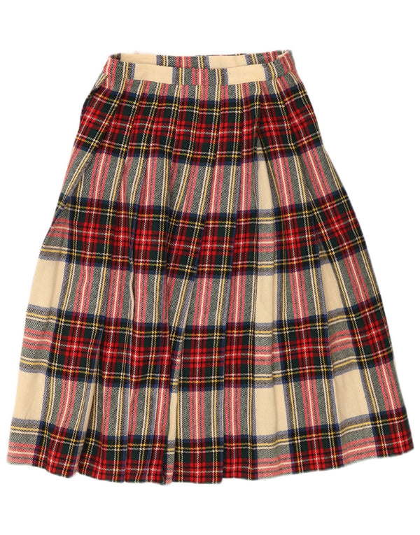 Fusta Wrap pentru femei VINTAGE W24 XS Lână în carouri multicolore