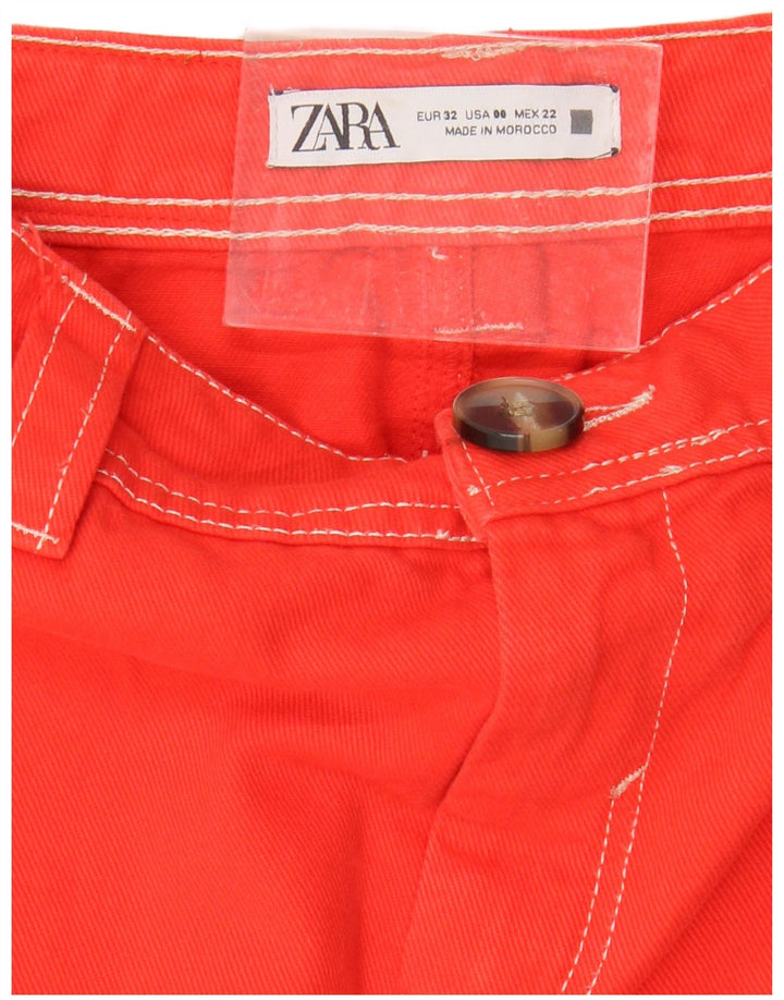 ZARA Pantaloni casual pentru femei cu talie înaltă și picioare largi EU 32 2XS W22 L26 Portocaliu