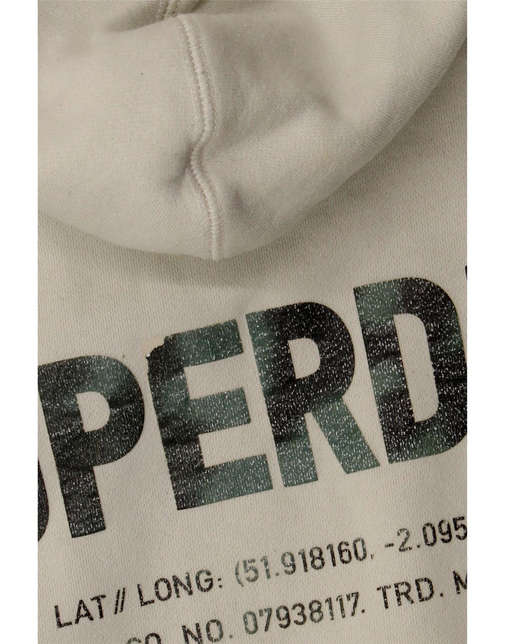 Pulover cu glugă grafic Superdry pentru bărbați, bumbac alb mediu