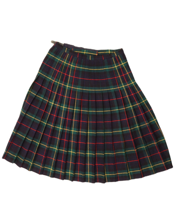 Fusta de epocă pentru femei cu kilted Wrap IT 46 Large W32 Bleumarin în carouri acrilic