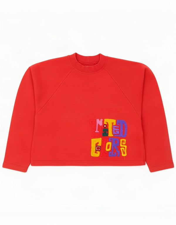 Benetton Pulover supradimensionat cu grafic pentru femei UK 10 Bumbac roșu mic