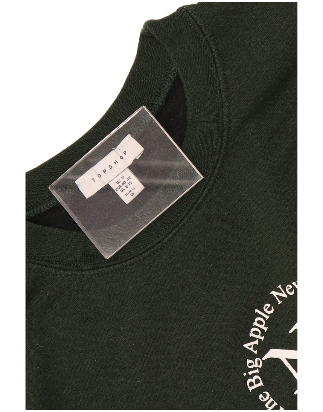 Pulover cu grafic pentru femei Topshop UK 14 verde mediu