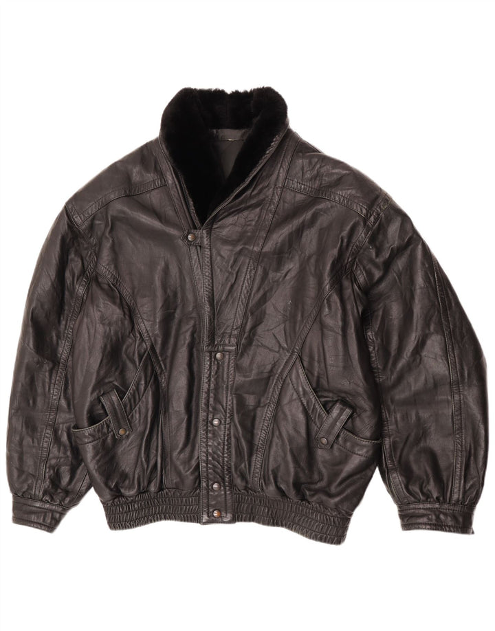 Jachetă de piele vintage pentru bărbați UK 42 XL din piele neagră