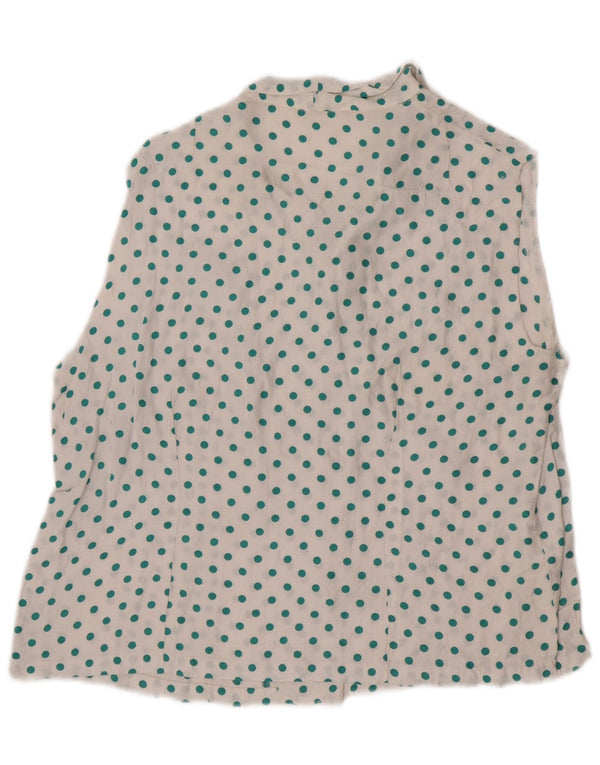Bluză de cămașă fără mâneci vintage pentru femei UK 14 Medium White Polka Dot