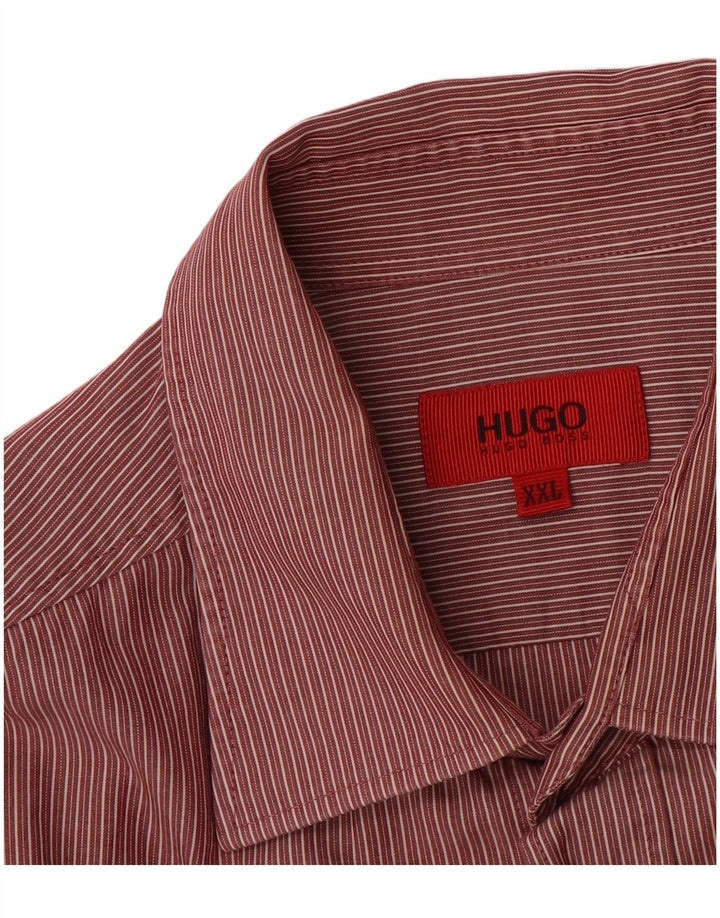 HUGO BOSS Mens Shirt 2XL Red Pinstripe