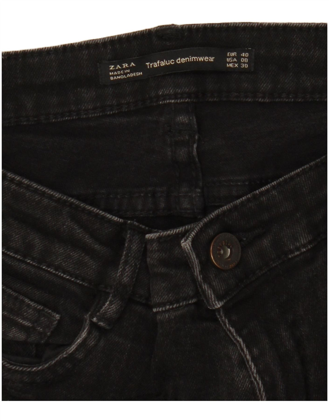Blugi ZARA Femei Slim EU 40 Medium W30 L28 Negri