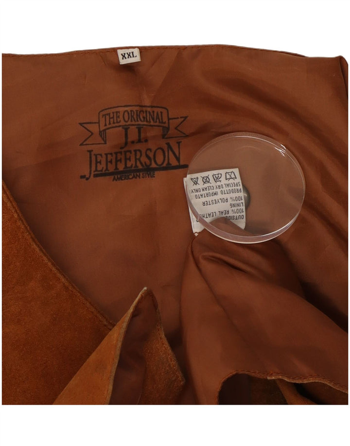 Vestă vintage pentru bărbați din piele intoarsa 2XL din piele maro