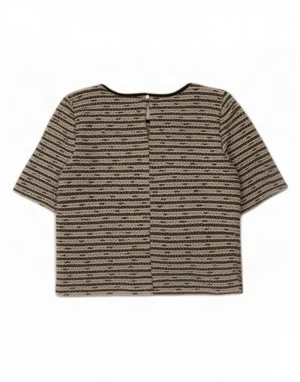 Oasis Womens Oversized Blouse Top UK 10 Small Black Striped Cotton