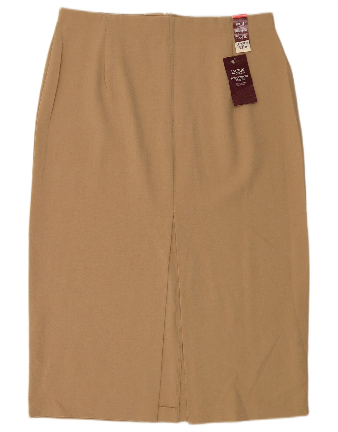 Fusta creion pentru femei Marks & Spencer UK 18 XL W34 poliester bej