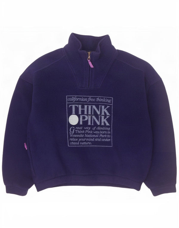 Pulover din lână pentru femei Think Pink cu fermoar și gât UK 20 2XL bleumarin
