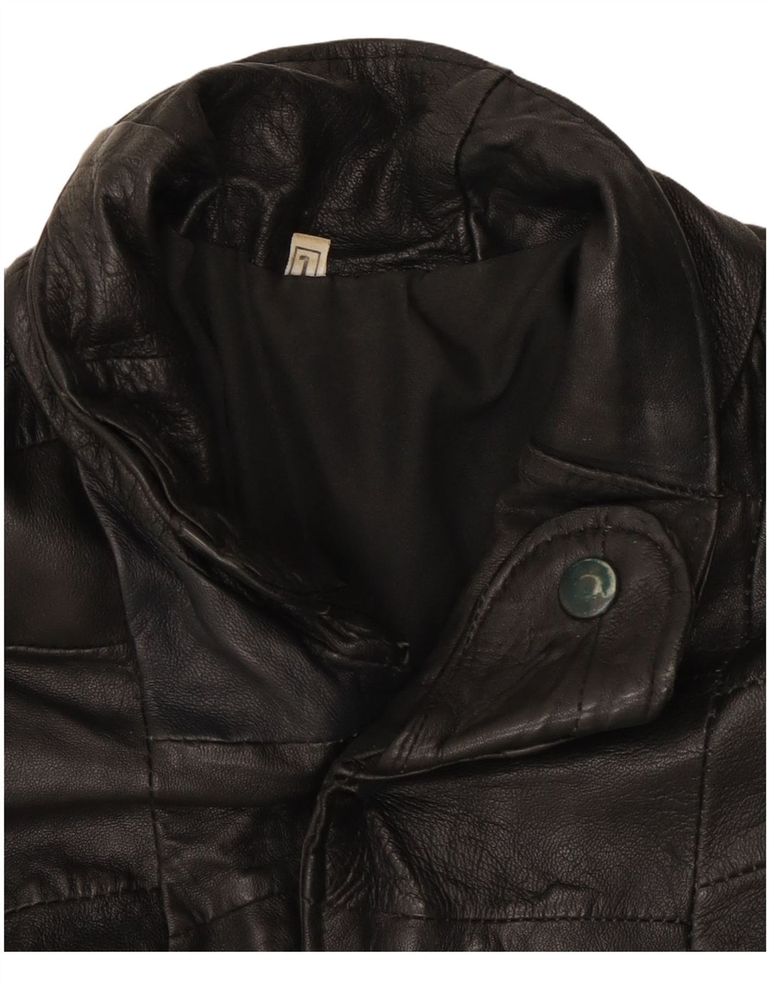 Jachetă din piele vintage pentru bărbați cu mânecă scurtă UK 40 Large Black