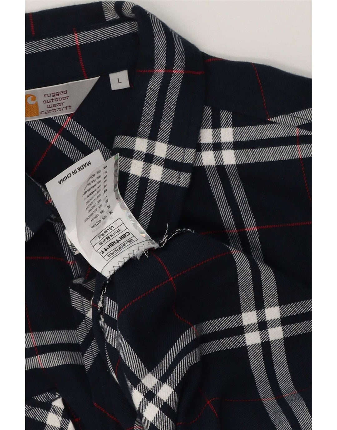 Cămașă de flanel pentru bărbați Carhartt, mare, din bumbac cu carouri bleumarin