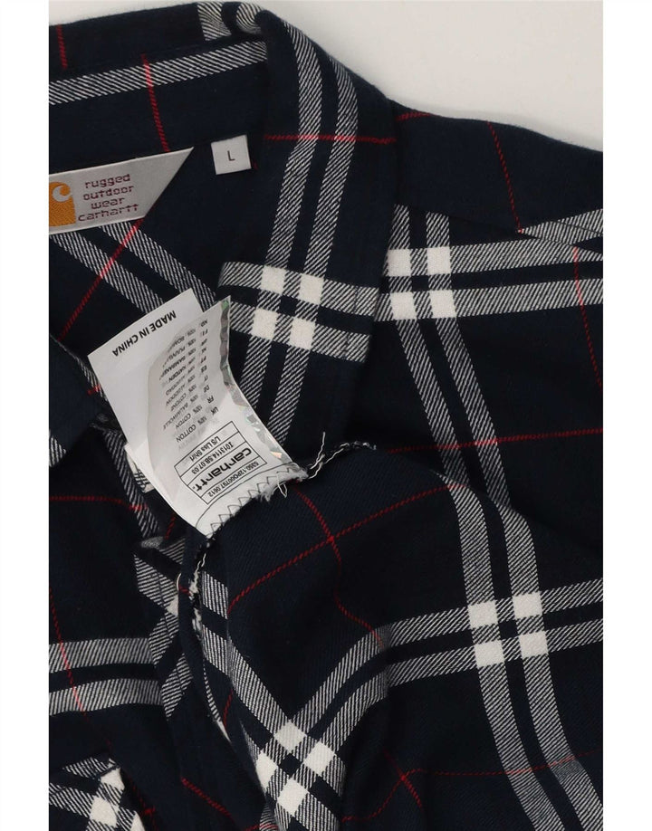 Cămașă de flanel pentru bărbați Carhartt, mare, din bumbac cu carouri bleumarin