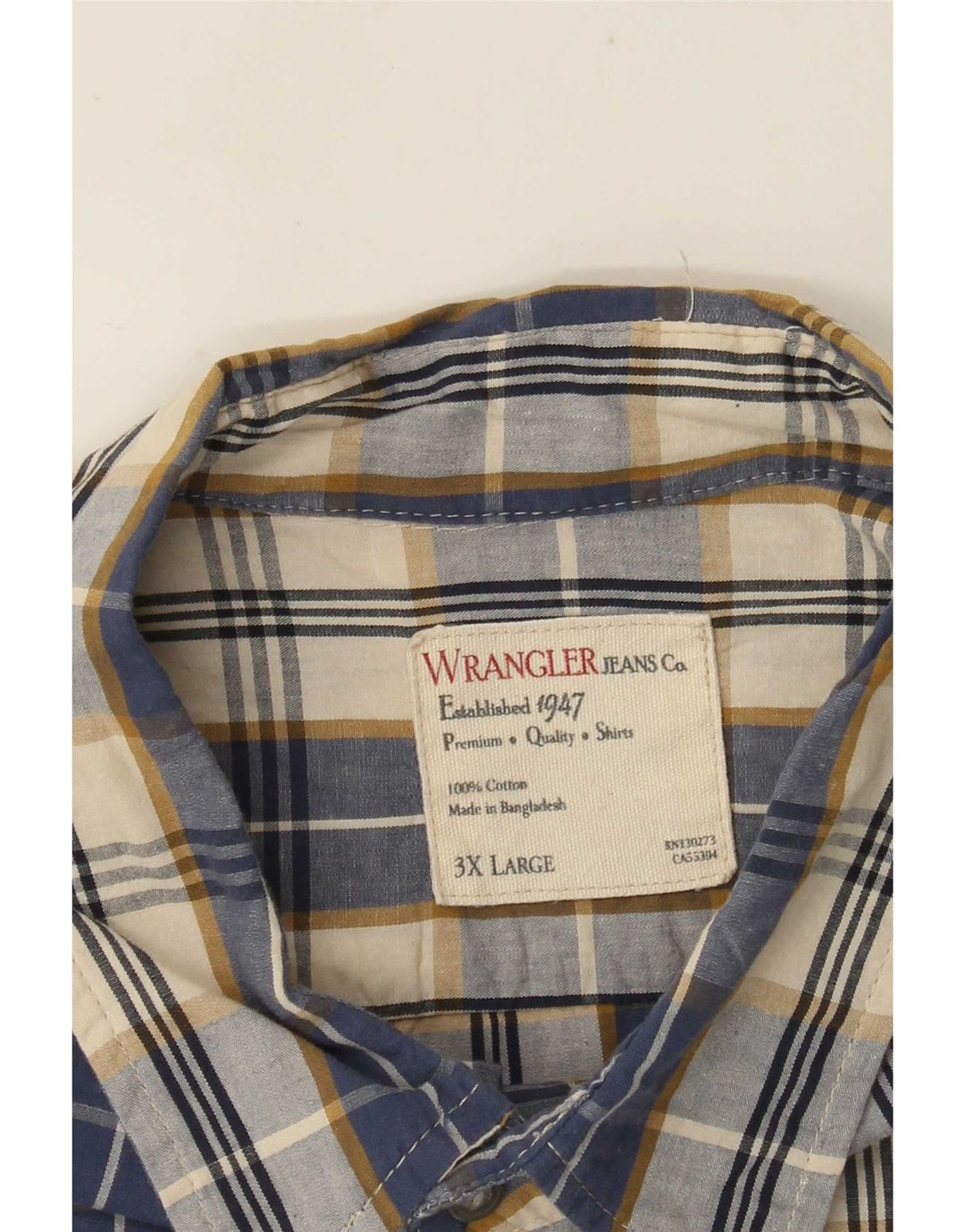 Cămașă pentru bărbați Wrangler 3XL, bumbac cu carouri bleumarin
