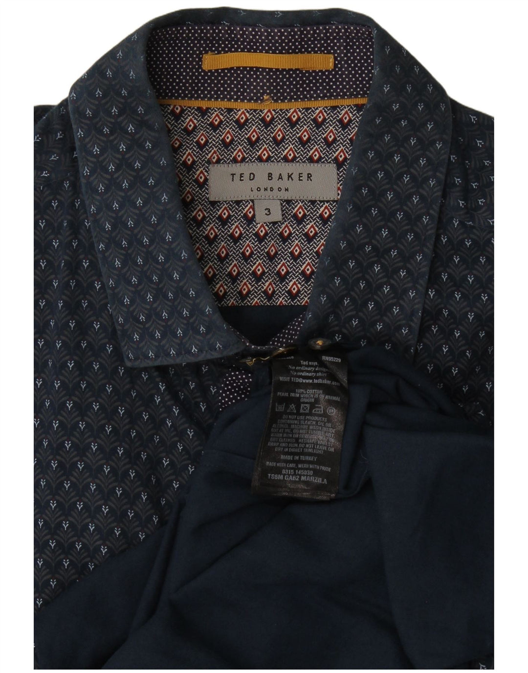 Cămașă Bărbați Ted Baker Mărimea 3 Medium Bleumarin Bumbac Floral